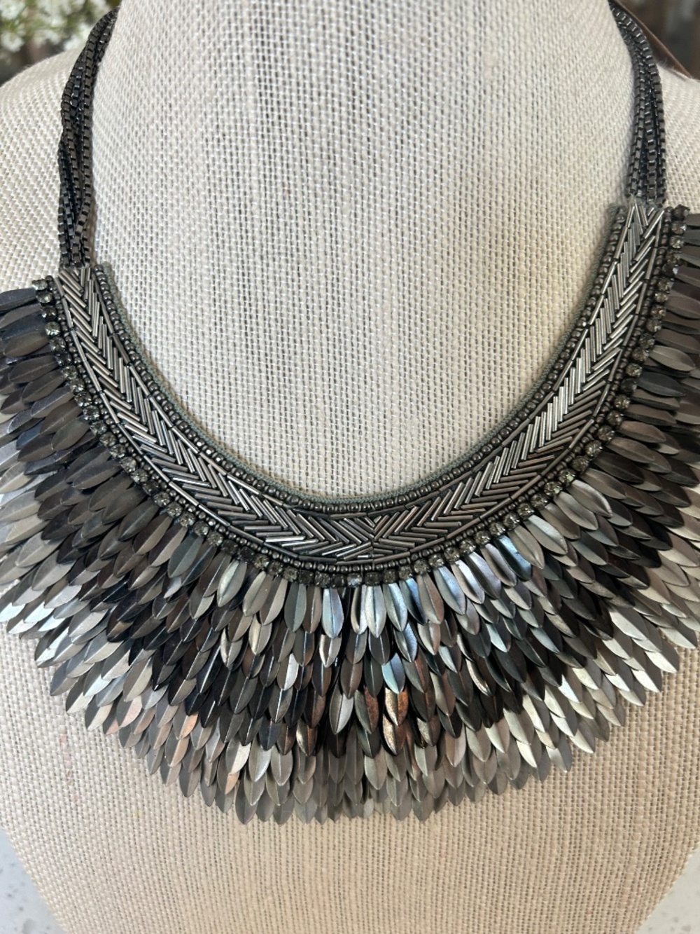 Stella and Dot Silver Pegasus Bib Collar - Picture 2 of 7